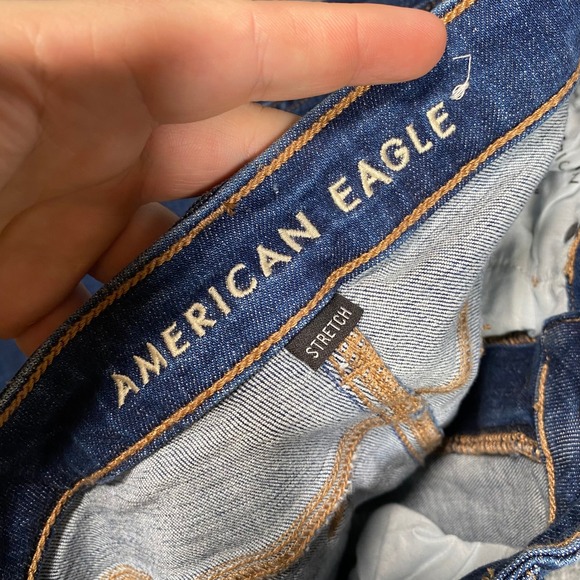 American Eagle Kick Boot Jeans Womens 2 Long Dark Wash Stretch Denim Flare Blue - Picture 6 of 9